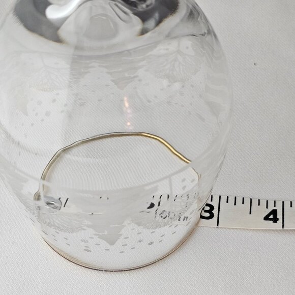 2 Libbey PINES Wine Glasses 10oz Winter Scene white decal gold rim Arbys Lynns C - Picture 7 of 11